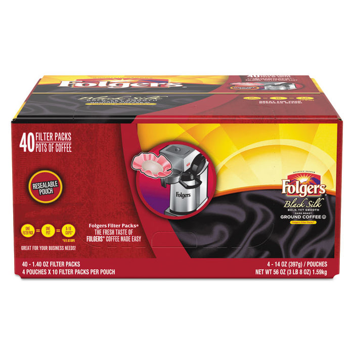 Coffee Filter Packs, Black Silk, 1.4 oz Pack, 40Packs/Carton
