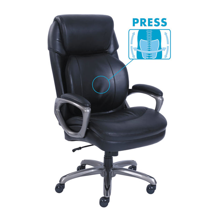 Cosset Big and Tall Executive Chair, Supports up to 400 lbs., Black Seat/Black Back, Slate Base