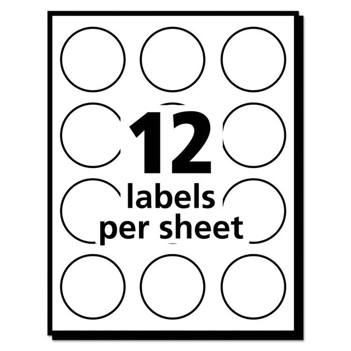Round Print-to-the Edge Labels with Sure Feed and Easy Peel, 2" dia, Glossy White, 120/PK