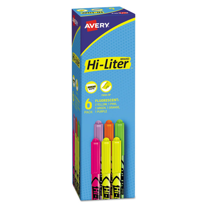 HI-LITER Pen-Style Highlighters, Assorted Ink Colors, Chisel Tip, Assorted Barrel Colors, 6/Set