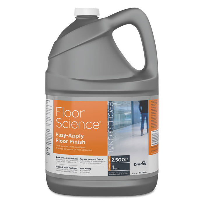 Floor Science Easy Apply Floor Finish, Ammonia Scent, 1 gal Container, 4/Carton