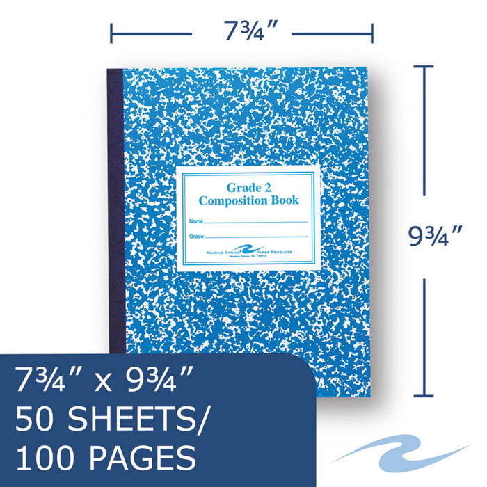Grade School Ruled Composition Book, Manuscript, Blue, 9.75 x 7.75, 50 Sheets