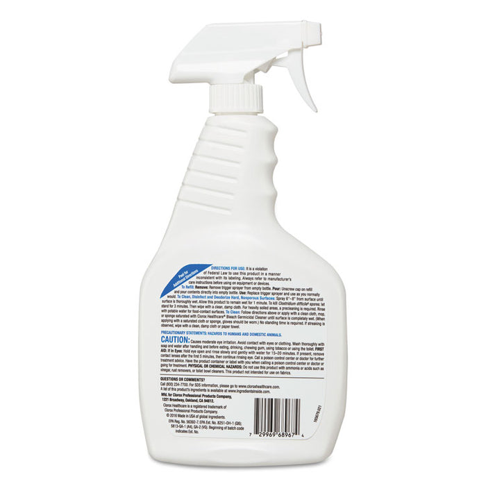 Bleach Germicidal Cleaner, 22  oz Spray Bottle, 8/Carton