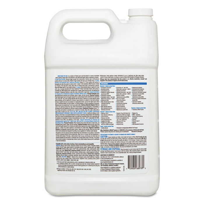 Bleach Germicidal Cleaner, 128 oz Refill Bottle, 4/Carton