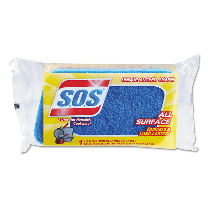 All Surface Scrubber Sponge, 2 1/2 x 4 1/2, 1" Thick, Blue, 12/Carton