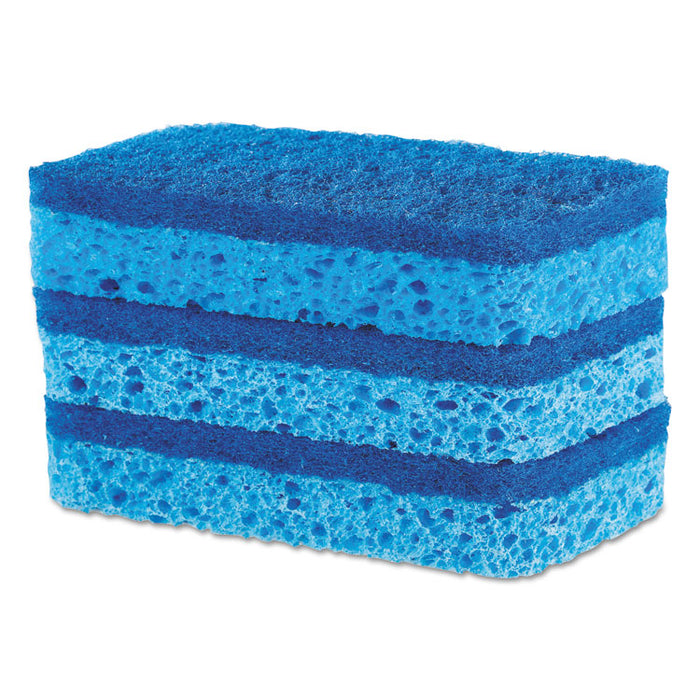 All Surface Scrubber Sponge, 2.5 x 4.5, 0.9" Thick, Dark Blue, 3/Pack, 8 Packs/Carton