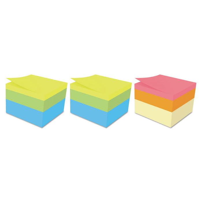 Mini Cubes, 1 7/8 x 1 7/8, Orange Wav/Green Wave, 400-Sheet, 3/Pack