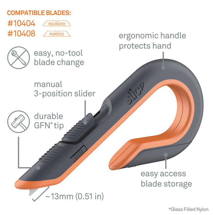 Box Cutters, Double Sided, Replaceable, Carbon Steel, Gray, Orange