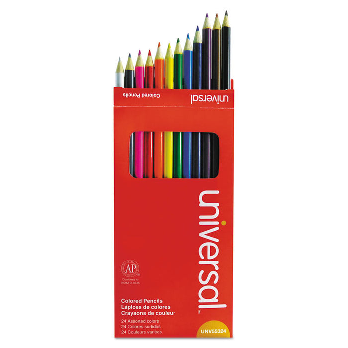 Woodcase Colored Pencils, 3 mm, Assorted Lead/Barrel Colors, 24/Pack