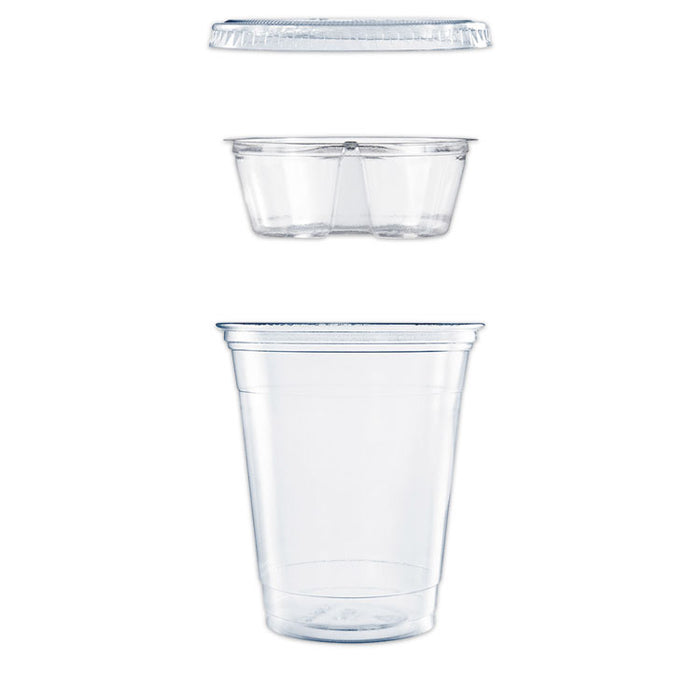 Clear PET Cups with Single Compartment Insert, 12 oz, Clear, 500/Carton