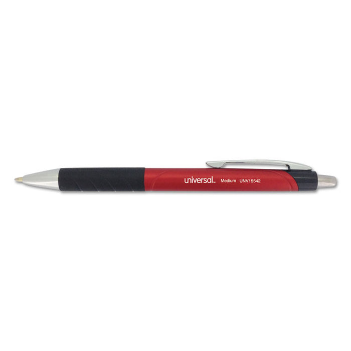 Comfort Grip Ballpoint Pen, Retractable, Medium 1 mm, Red Ink, Red Barrel, Dozen