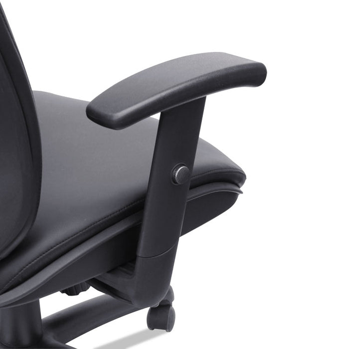 Alera Eon Series Mid-Back Leather Synchro with Seat Slide Chair, Supports up to 275 lbs., Black Seat/Black Back, Black Base