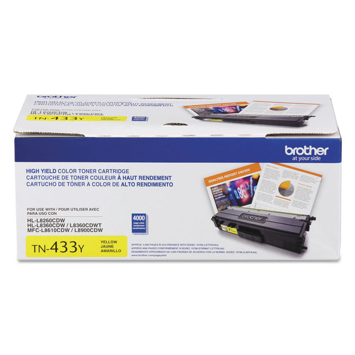 TN433Y High-Yield Toner, 4,000 Page-Yield, Yellow