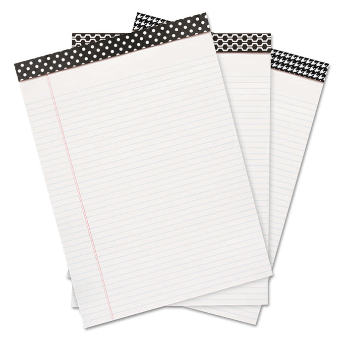 Fashion Writing Pad, Wide/Legal Rule, 5 x 8, White, 50 Sheets, 6/Pack