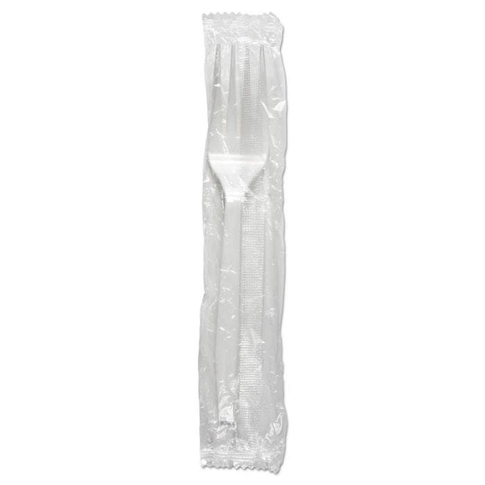 Mediumweight WraPolypropyleneed Polystyrene Cutlery, Fork, White, 1000/Carton
