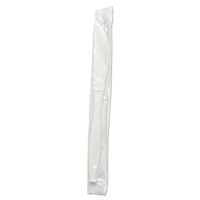 Heavyweight Wrapped Polypropylene Cutlery, Knife, White, 1,000/Carton