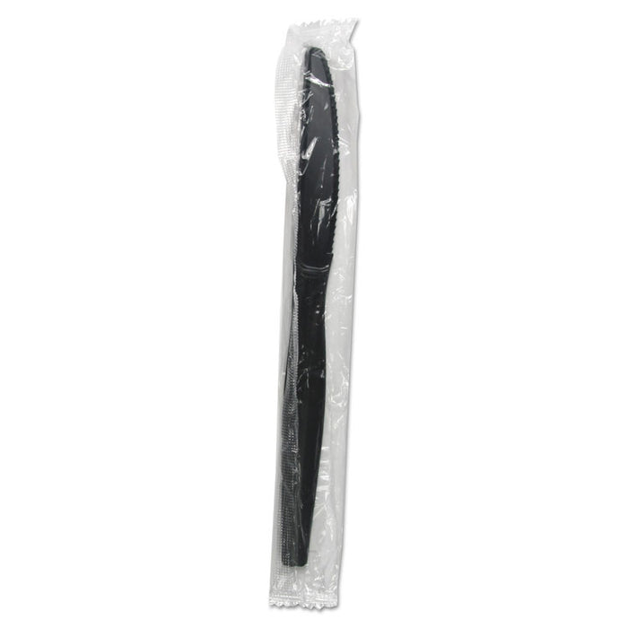 Heavyweight Wrapped Polystyrene Cutlery, Knife, Black, 1,000/Carton