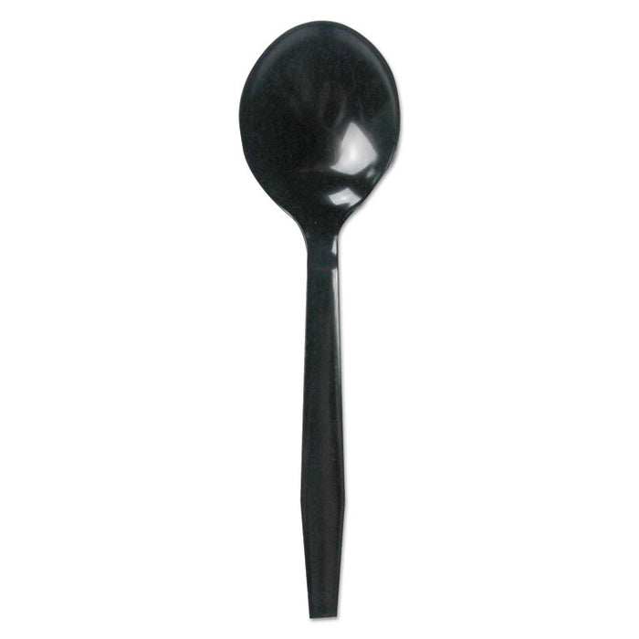 Mediumweight Polystyrene Cutlery, Soup Spoon, Black, 1000/Carton