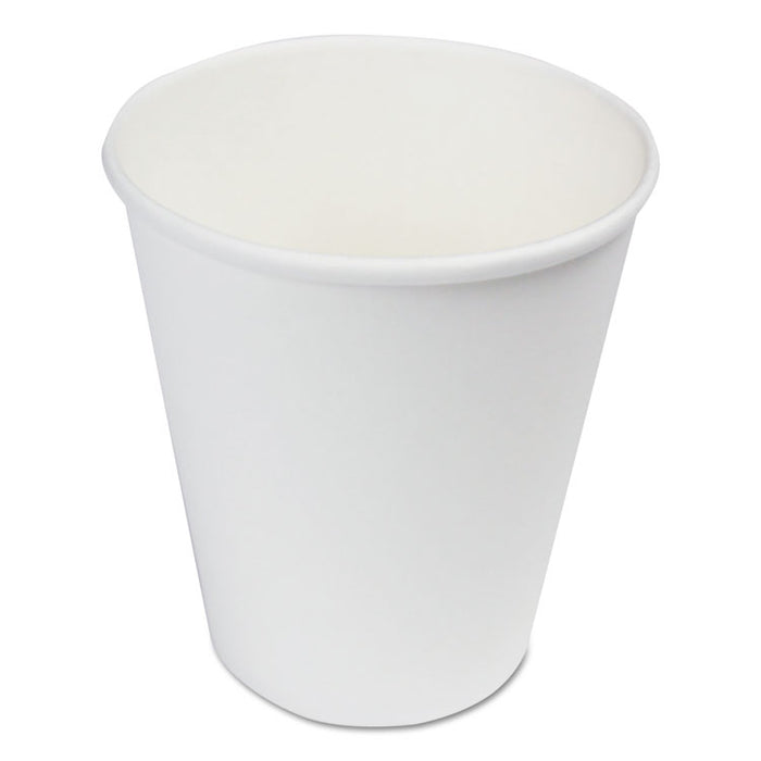 Paper Hot Cups, 8 oz, White, 20 Cups/Sleeve, 50 Sleeves/Carton