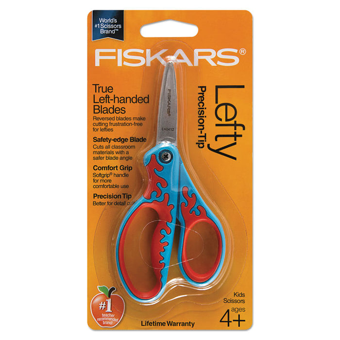Kids/Student Softgrip Scissors, Pointed Tip, 5" Long, 1.75" Cut Length, Assorted Straight Handles