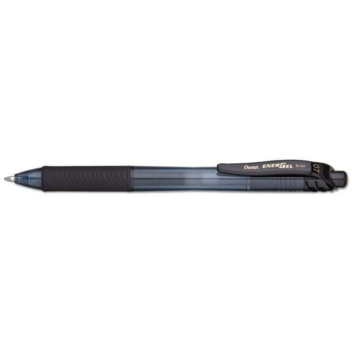 EnerGel-X Gel Pen, Retractable, Medium 0.7 mm, Black Ink, Black Barrel, Dozen