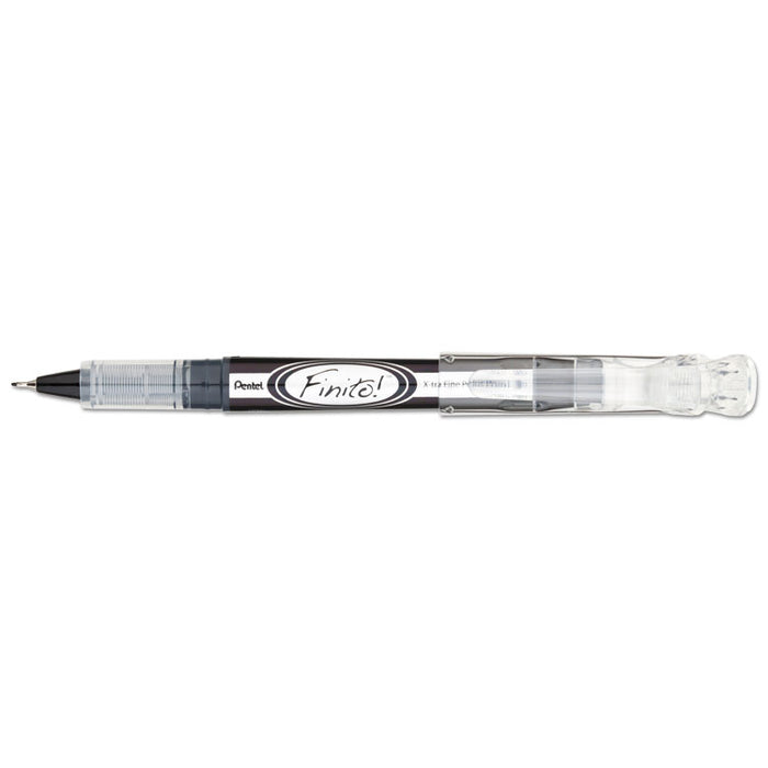 Finito! Porous Point Pen, Stick, Extra-Fine 0.4 mm, Black Ink, Black/Silver Barrel