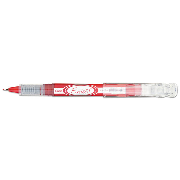 Finito! Stick Porous Point Pen, Extra-Fine 0.4mm, Red Ink, Red/Silver Barrel