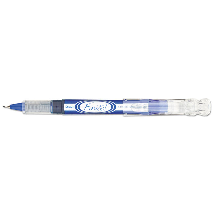 Finito! Porous Point Pen, Stick, Extra-Fine 0.4 mm, Blue Ink, Blue/Silver Barrel