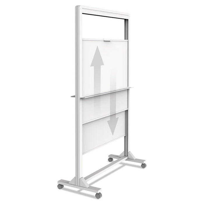 Motion Dual-Track Mobile Magnetic Dry-Erase Easel, Two 40 1/2 x 34 Panels, White