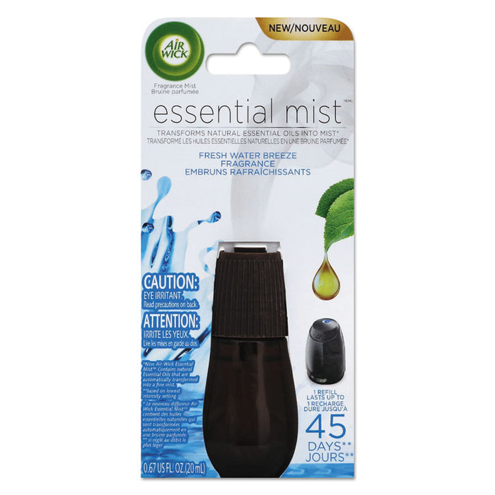 Essential Mist Refill, Fresh Water Breeze, 0.67 oz Bottle, 6/Carton