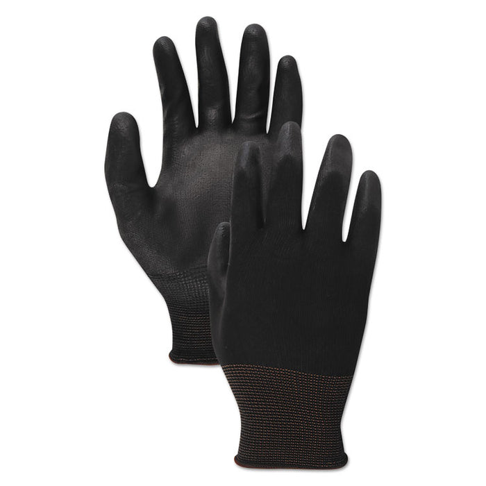 PU Palm Coated Gloves, Black, Size 9 (Large), 1 Dozen