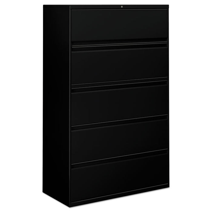 Five-Drawer Lateral File Cabinet, 42w x 18d x 64.25h, Black
