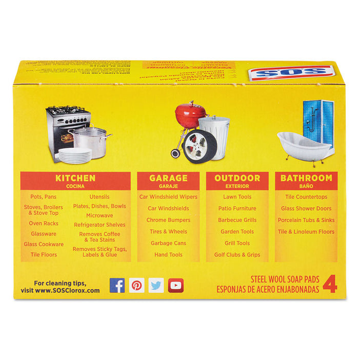 Steel Wool Soap Pad, 4/Box, 24 Boxes/Carton