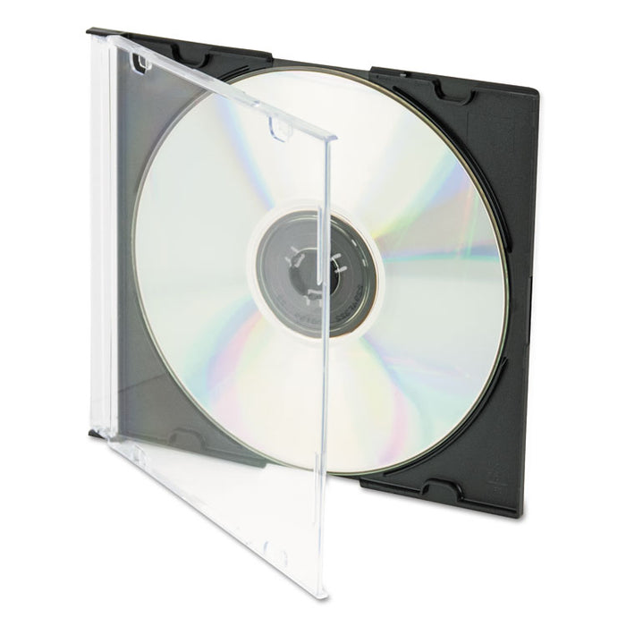 CD/DVD Slim Jewel Cases, Clear/Black, 50/Pack