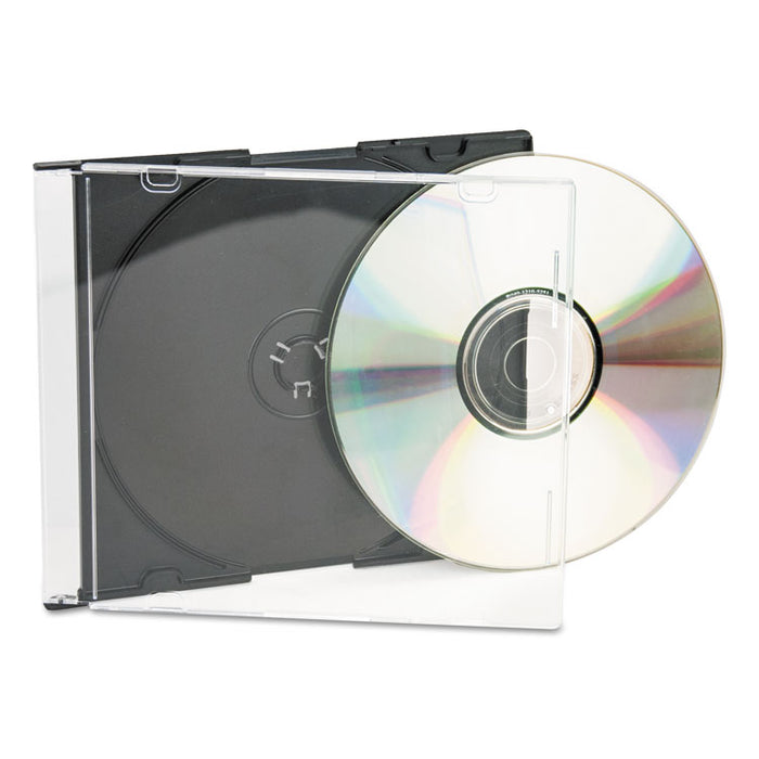 CD/DVD Slim Jewel Cases, Clear/Black, 50/Pack