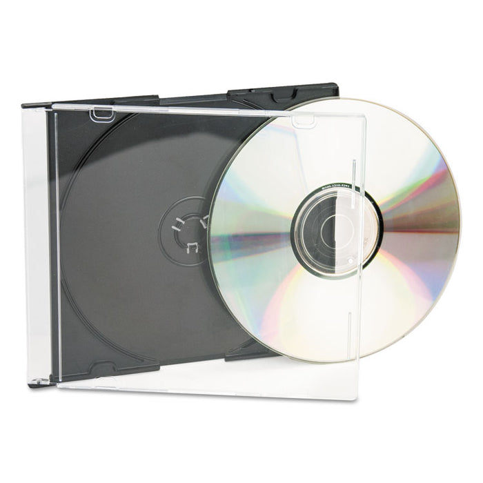 CD/DVD Slim Jewel Cases, Clear/Black, 100/Pack