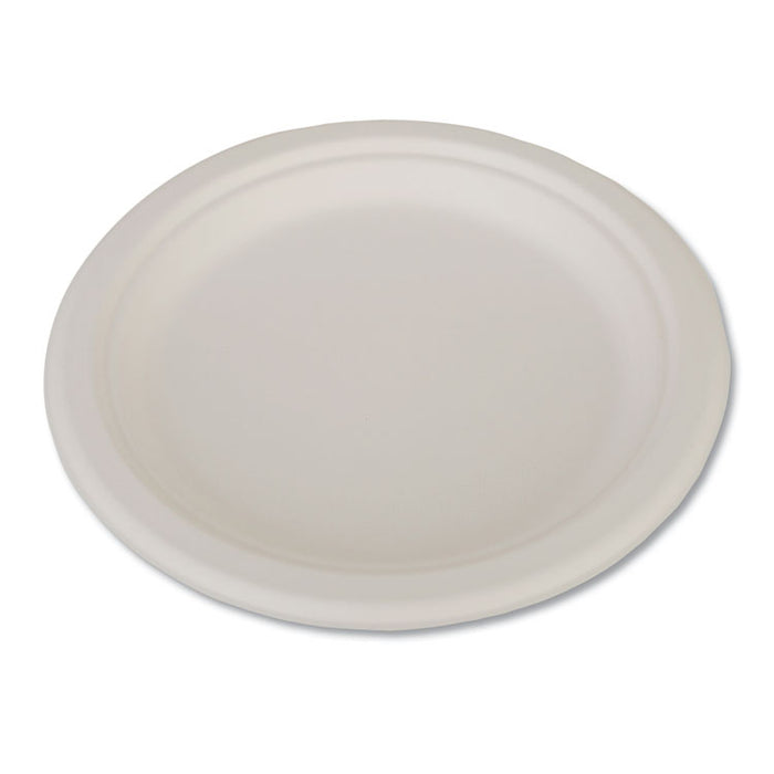 ChampWare Heavyweight Bagasse Dinnerware, Plate, 9", White, 500/Carton