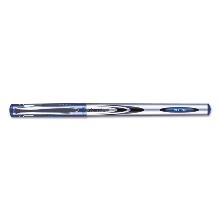 Gel Pen, Stick, Medium 0.7 mm, Blue Ink, Silver/Blue Barrel, Dozen
