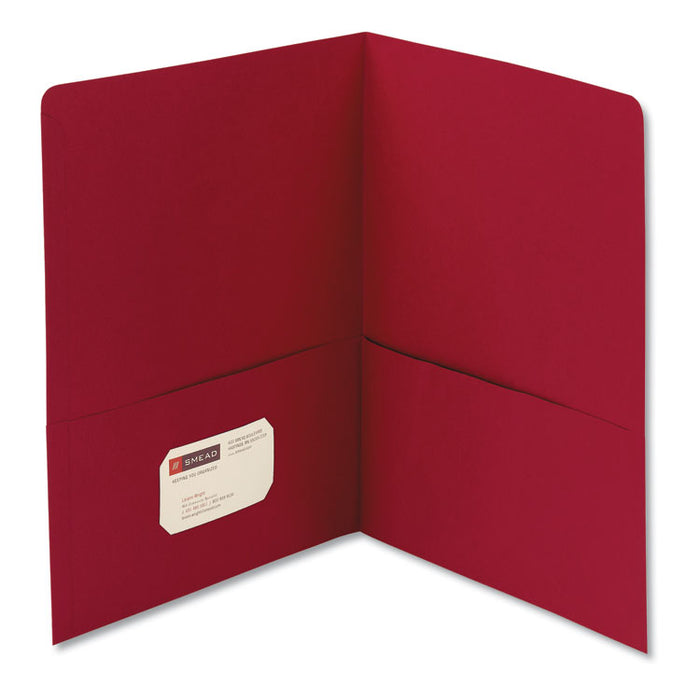 Two-Pocket Folder, Textured Paper, 100-Sheet Capacity, 11 x 8.5, Red, 25/Box