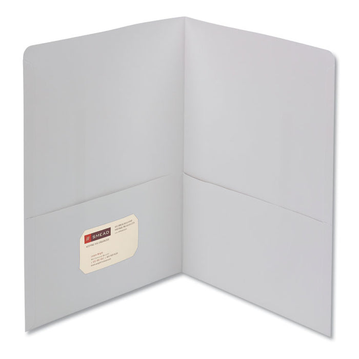 Two-Pocket Folder, Textured Paper, 100-Sheet Capacity, 11 x 8.5, White, 25/Box