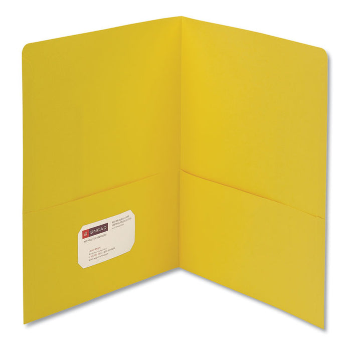 Two-Pocket Folder, Textured Paper, 100-Sheet Capacity, 11 x 8.5, Yellow, 25/Box
