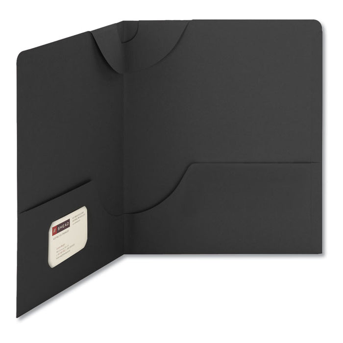 Lockit Two-Pocket Folder, Textured Paper, 11 x 8 1/2, Black, 25/Box