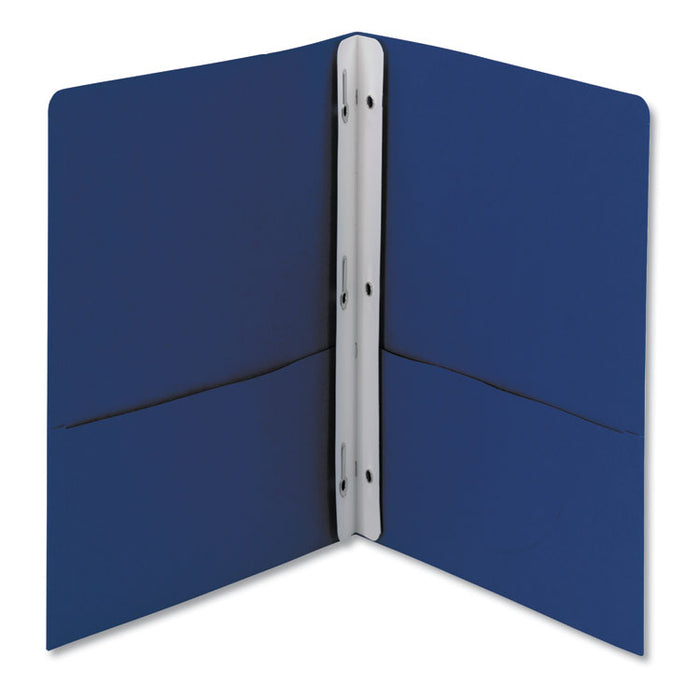 2-Pocket Folder w/Tang Fastener, Letter, 1/2" Cap, Dark Blue, 25/Box