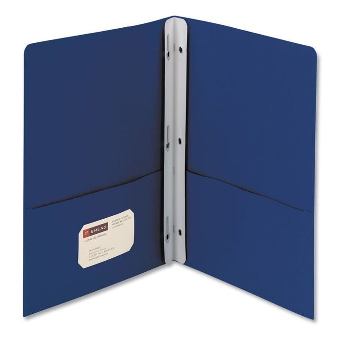 2-Pocket Folder w/Tang Fastener, Letter, 1/2" Cap, Dark Blue, 25/Box
