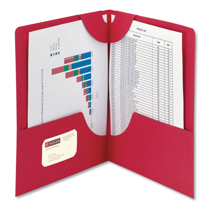 Lockit Two-Pocket Folder, Textured Paper, 100-Sheet Capacity, 11 x 8.5, Red, 25/Box