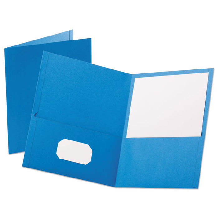 Leatherette Two Pocket Portfolio, 8 1/2" x 11", Light Blue, 10/PK