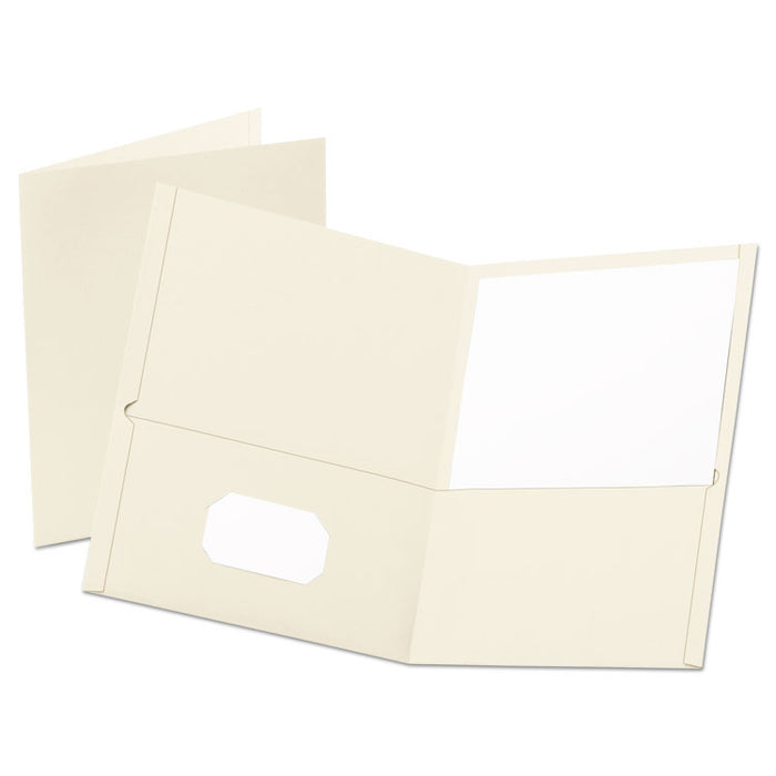 Leatherette Two Pocket Portfolio, 8 1/2" x 11", White, 10/PK