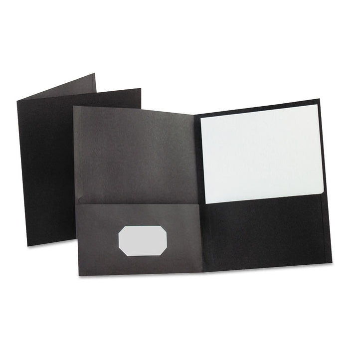 Leatherette Two Pocket Portfolio, 8 1/2" x 11", Black, 10/PK