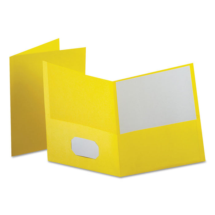 Leatherette Two Pocket Portfolio, 8 1/2" x 11", Yellow, 10/PK