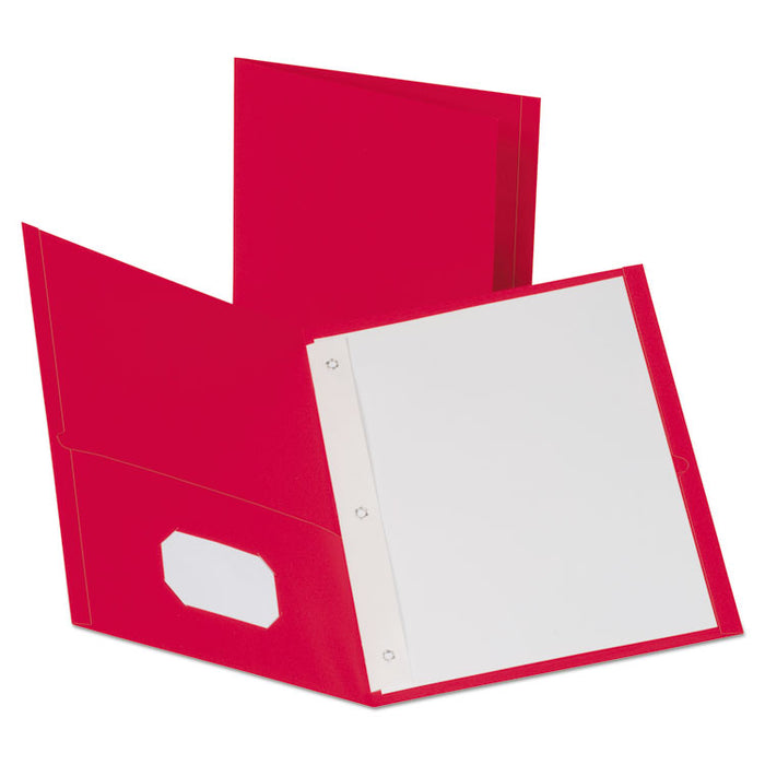 Leatherette Two Pocket Portfolio, 8 1/2" x 11", Red, 135 Sheets,10/PK